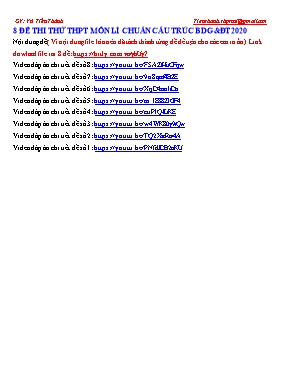 Luyện đề Vật lý Lớp 12 online số 9 Chuẩn cấu trúc bộ GD & ĐT năm 2020 - Vũ Tiến Thành